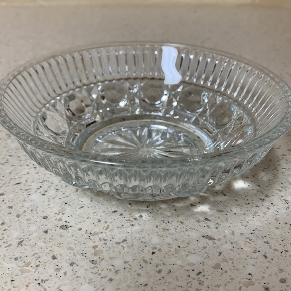 Indiana Glass Co - Clear Glass Button & Cane Serving Bowl and Platter -Set/Lot - Picture 7 of 10